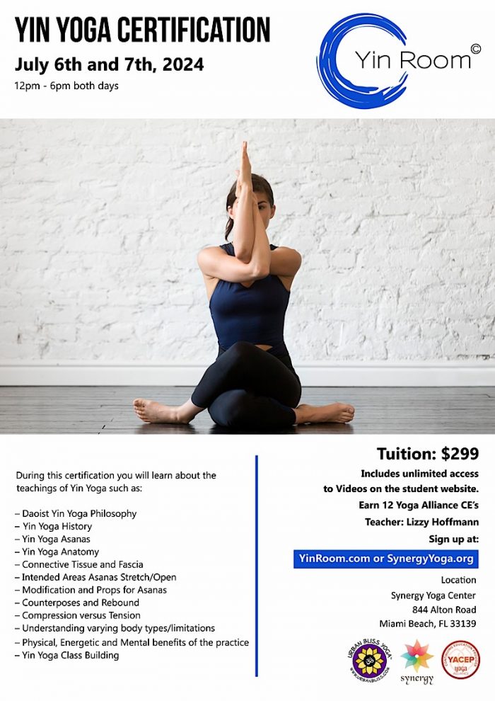 Yin Yoga Teacher Training Miami Beach at Synergy Yoga